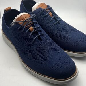 Cole Haan Navy Knit Derby with Tan Accents